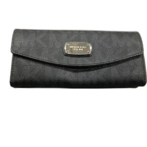 Michael Kors Jet Set Slim Flap Wallet Black Saffiano Leather Tri-Fold Wallet